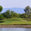 A view over the water of a hole at del Lago Golf Club.